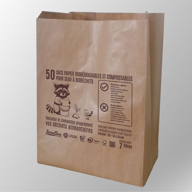 Sacs papier biodéchets par Intersac