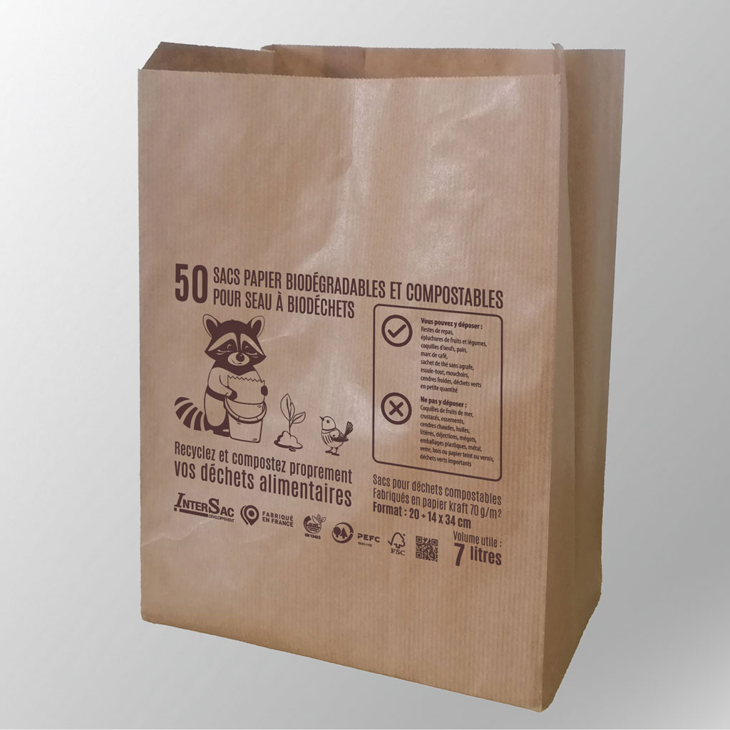 Sacs papier biodéchets par Intersac